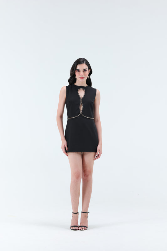 Catherine Gold Detailing Mini Dress