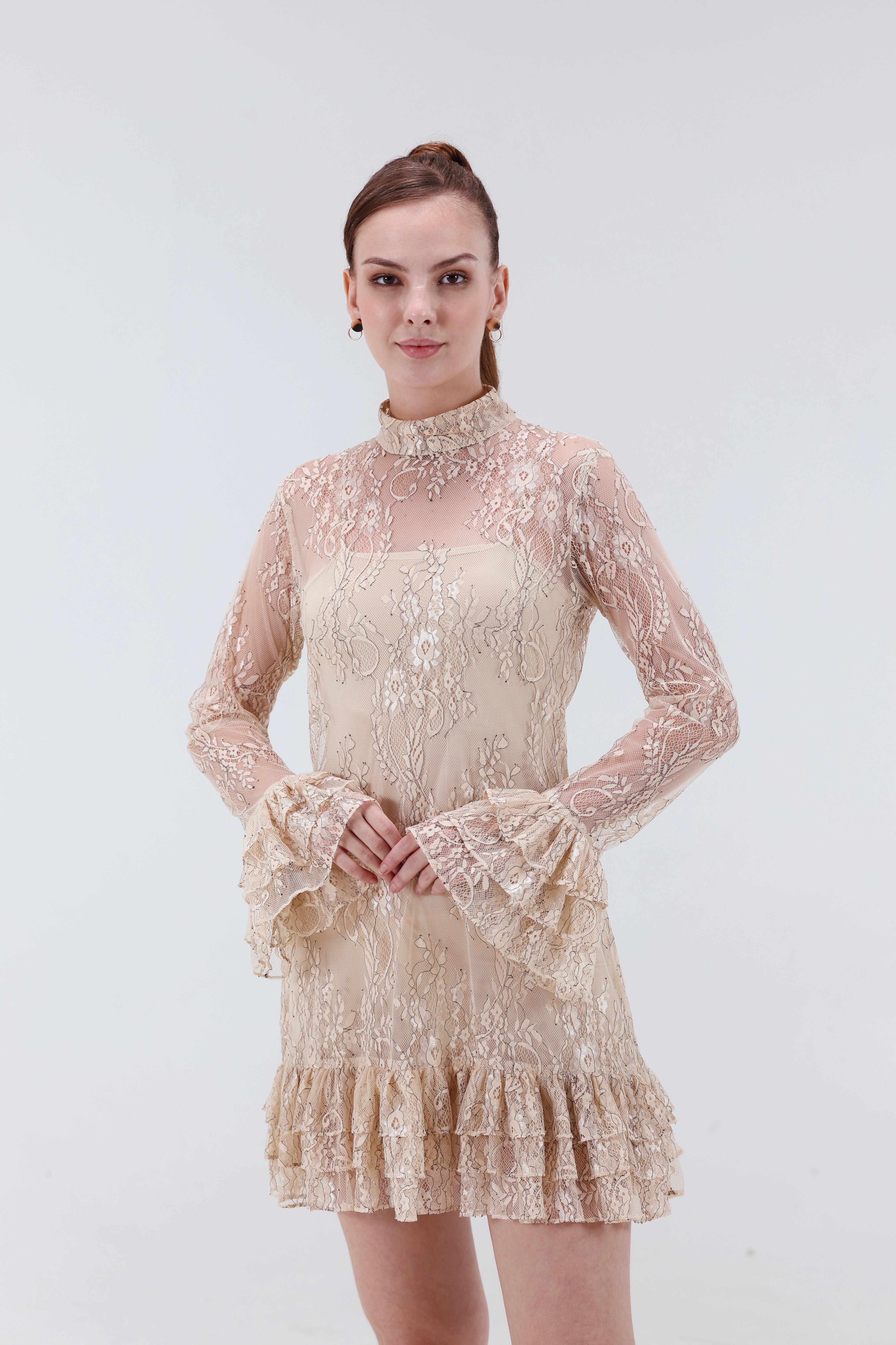 Lace Mini Dress Long Sleeve Lace Party Dress for Women Xaya Lace Mini Dress Long Sleeve Lace Party Dress for Women Xaya