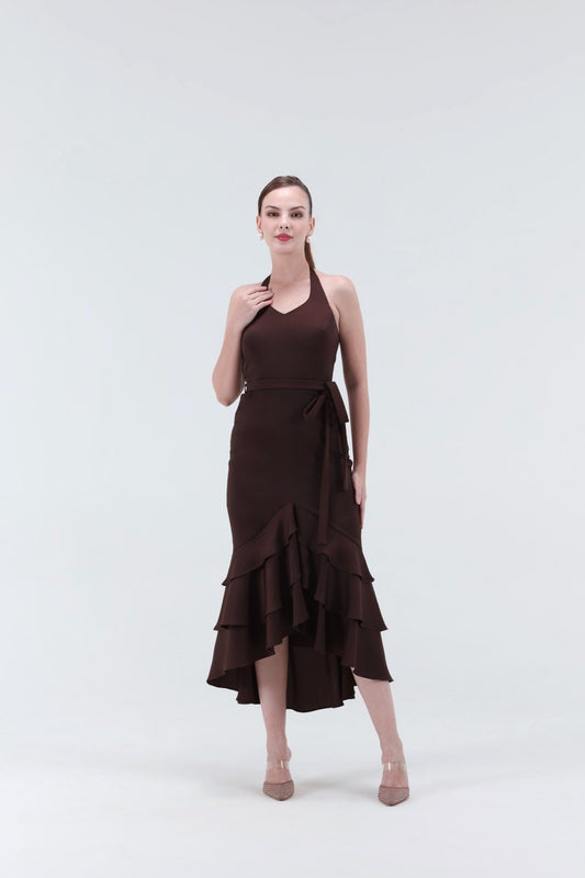 Elizebeth Satin Midi Dress - Xaya