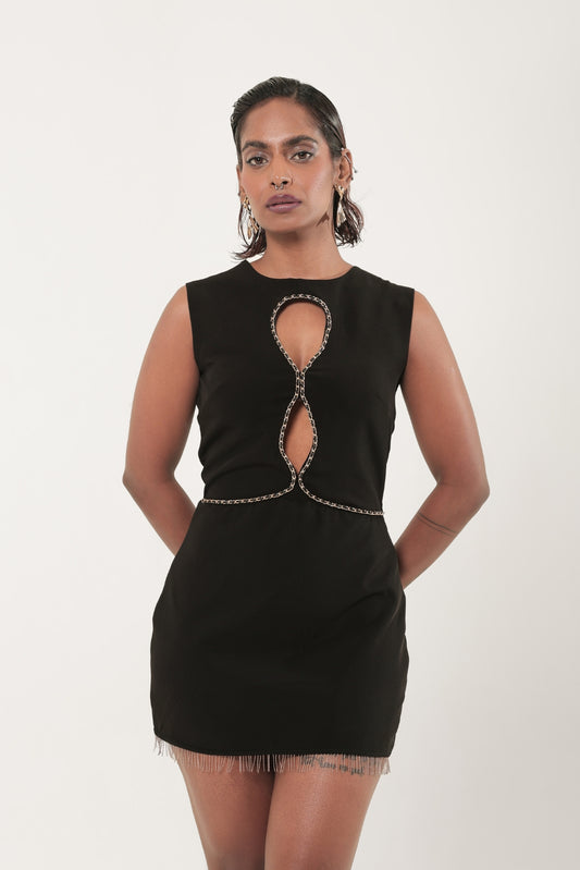Catherine Gold Detailing Mini Dress