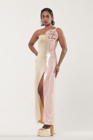 Astrid Flower Detailed Sequins Midi Dress