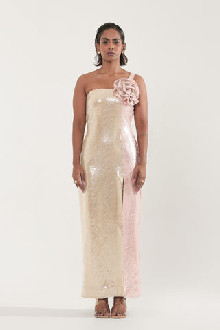 Astrid Flower Detailed Sequins Midi Dress