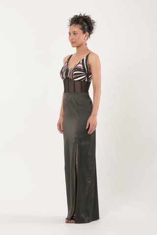 Celeste Petal Corset Maxi Dress