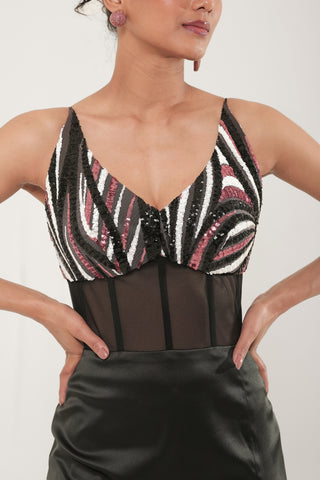 Celeste Petal Corset Maxi Dress