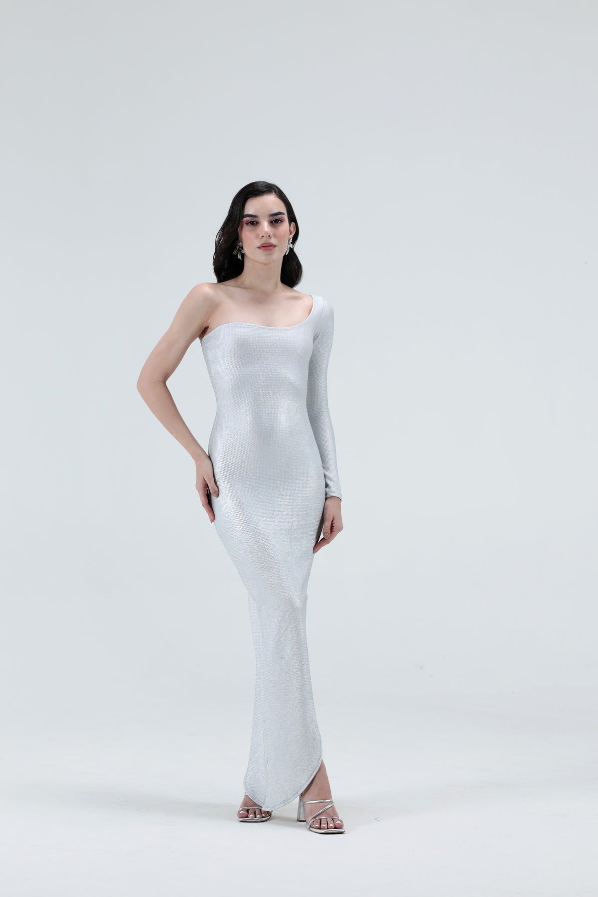 Caroline Silver Midi Dress