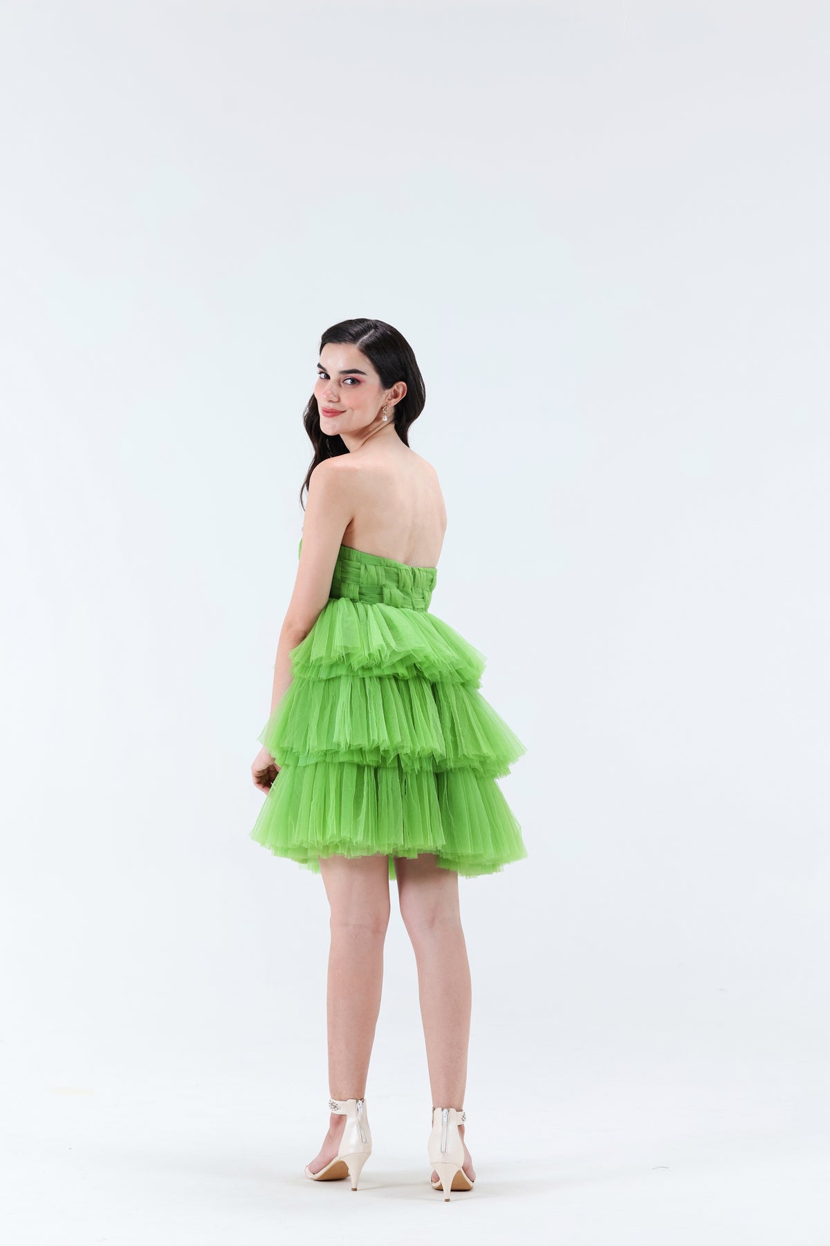 Estella 3 tier Mini Dress - Green