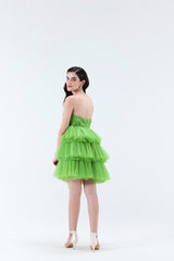 Estella 3 tier Mini Dress - Green
