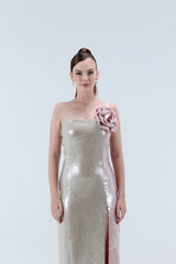 Astrid Flower Detailed Sequins Midi Dress