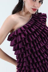 Alura Ruffled Mini Dress - Purple