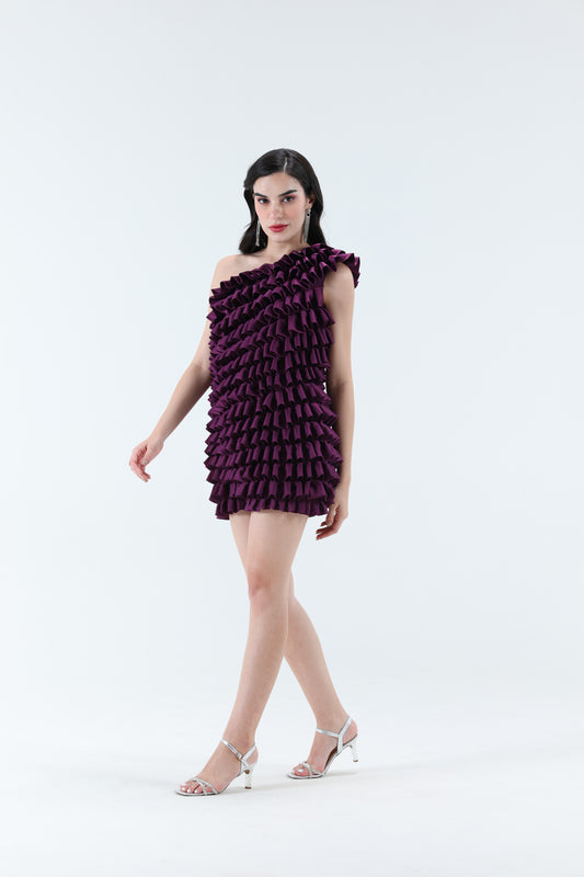 Alura Ruffled Mini Dress - Purple