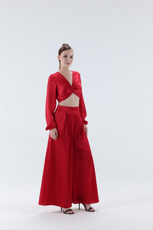 Renne Flared Pants - Red
