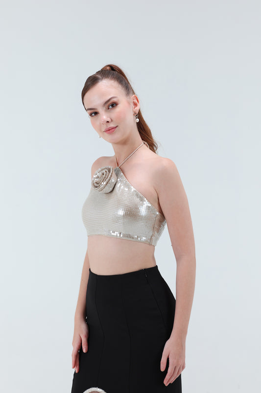 Astrid Sequins Flower Top