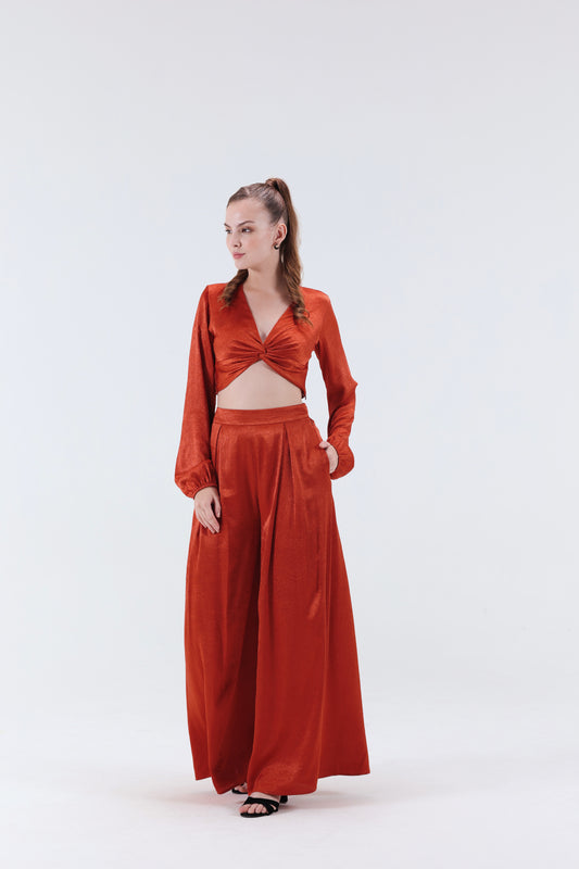 Renne Flared Pants - Rust