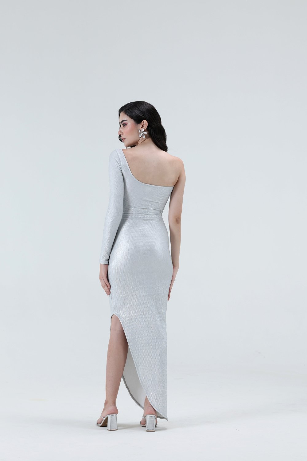 Caroline Silver Midi Dress - Xaya
