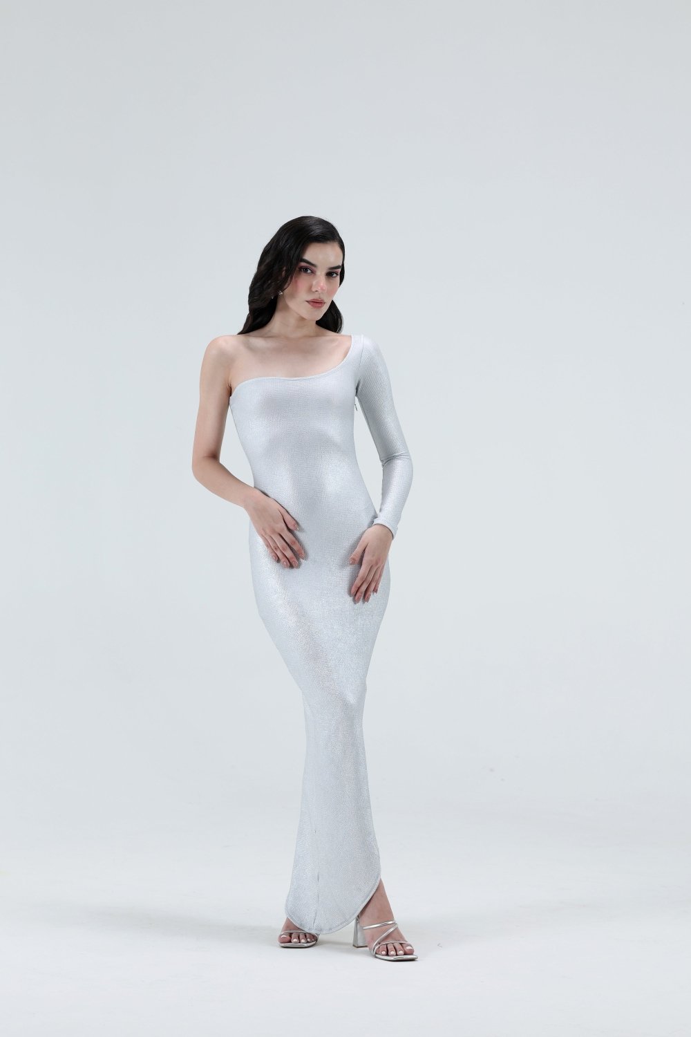 Caroline Silver Midi Dress - Xaya