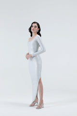 Caroline Silver Midi Dress - Xaya