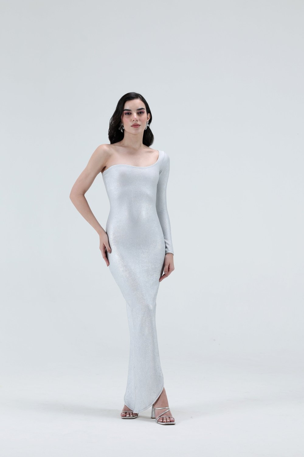 Caroline Silver Midi Dress - Xaya