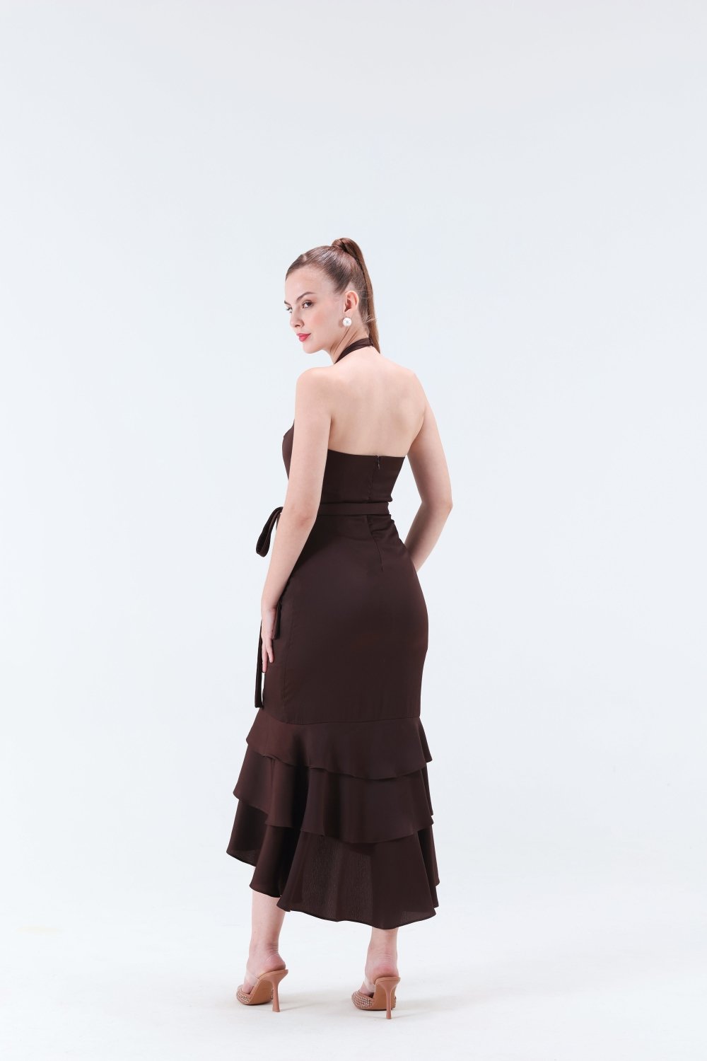 Elizebeth Satin Midi Dress - Xaya