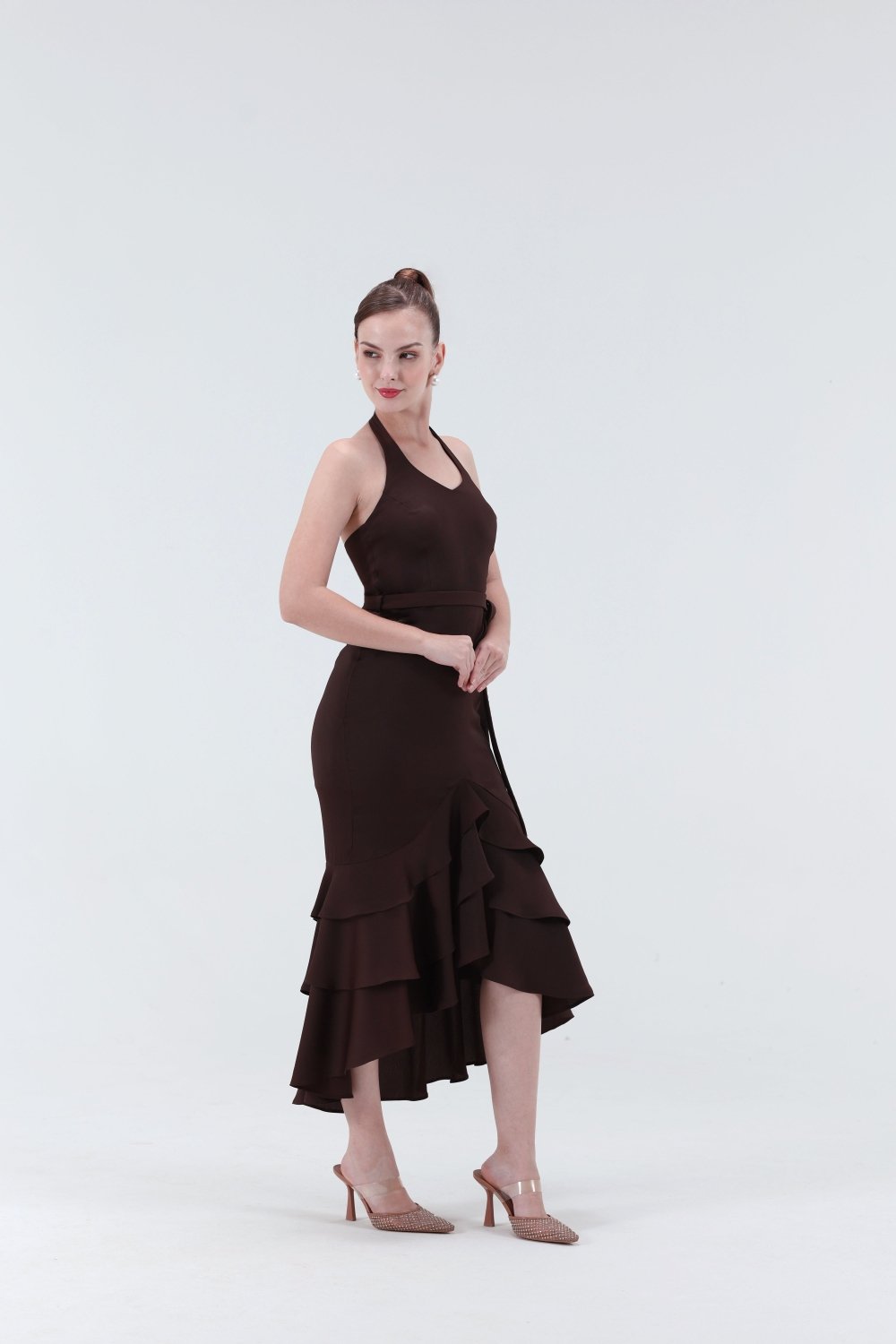 Elizebeth Satin Midi Dress - Xaya