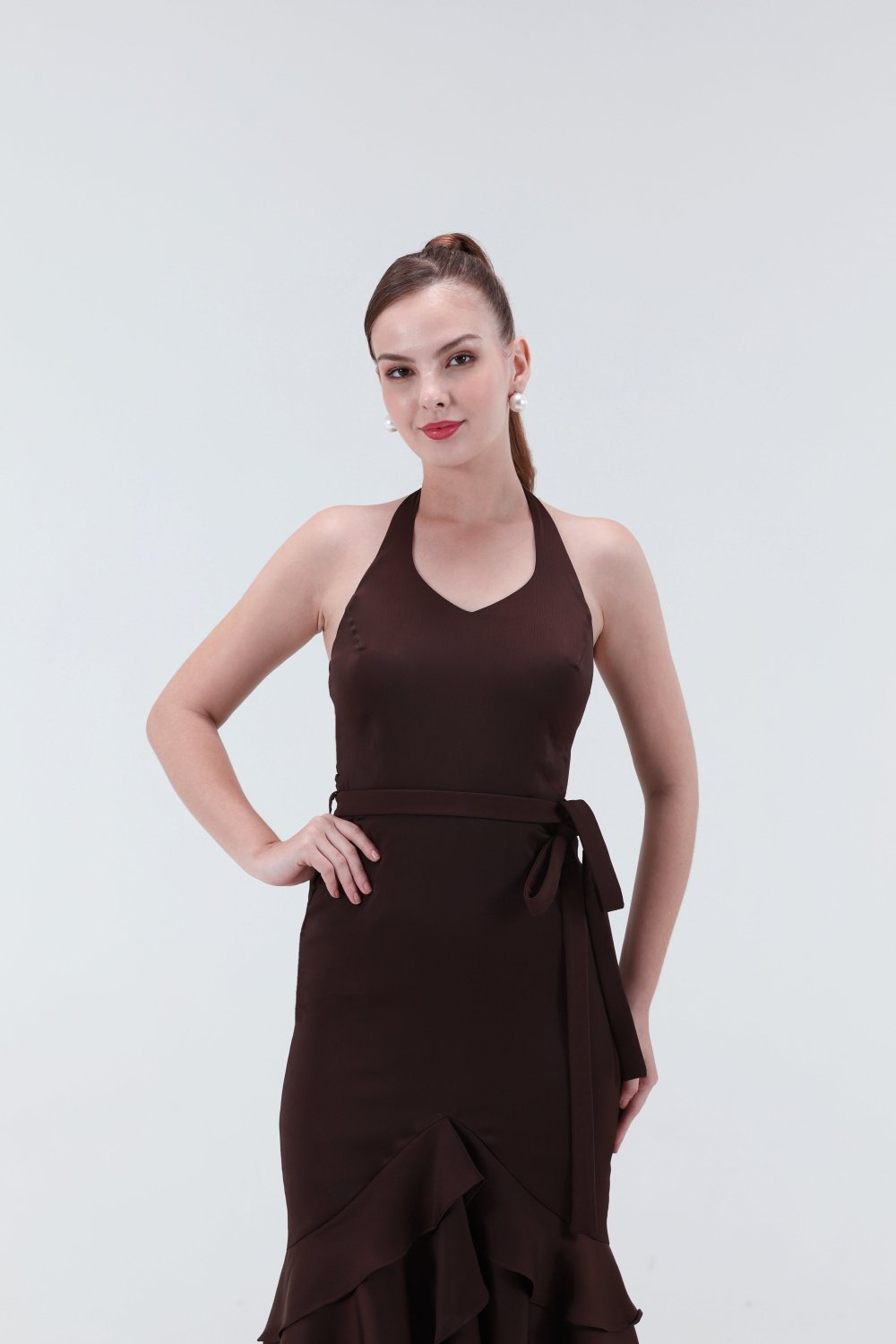 Elizebeth Satin Midi Dress - Xaya