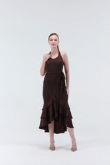 Elizebeth Satin Midi Dress - Xaya