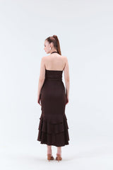 Elizebeth Satin Midi Dress - Xaya