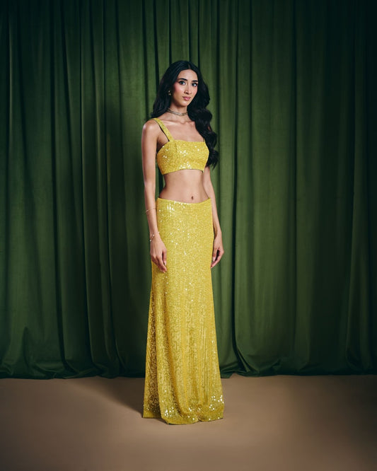 Sasha Sequin Skirt - Yellow - Xaya